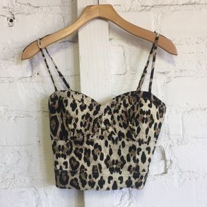 Leopard Print Corset Skinny Strap Crop Top